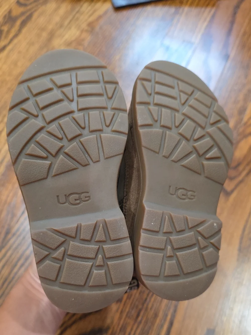 UGG Size 9 Kids Brown Suede Boots with Red and Black Laces